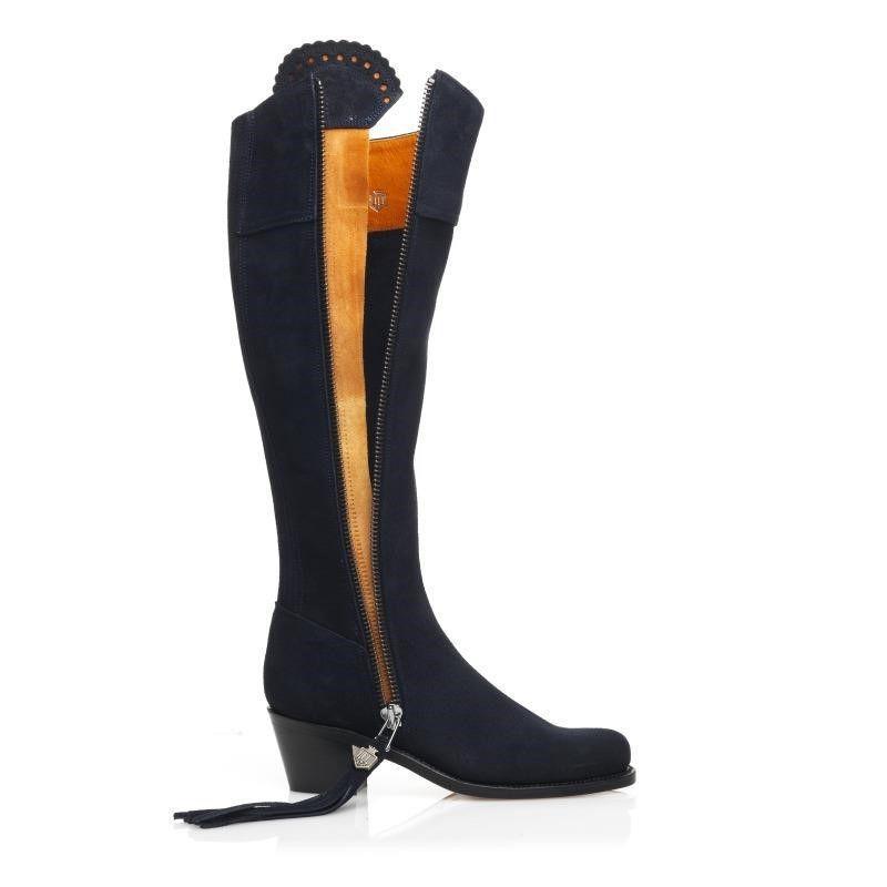 Fairfax & Favor Heeled Regina Suede Boots - Navy - William Powell