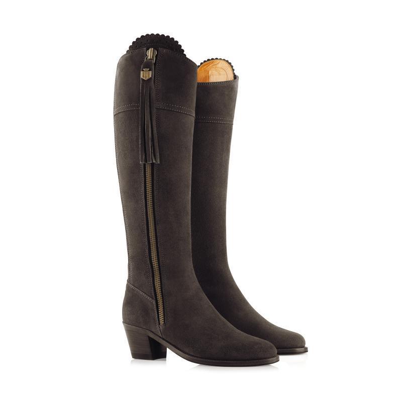 Fairfax & Favor Heeled Sporting Fit Regina Suede Boots - Chocolate - William Powell