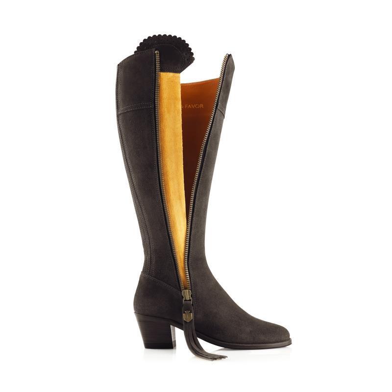 Fairfax & Favor Heeled Sporting Fit Regina Suede Boots - Chocolate - William Powell
