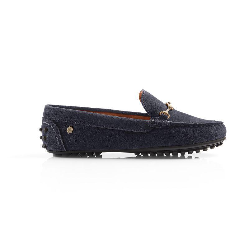 Fairfax & Favor Trinity Loafer Ladies Suede Shoe - Navy - William Powell