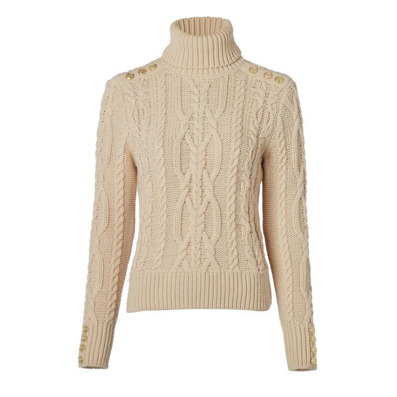 Holland Cooper Belgravia Cable Ladies Roll Neck Knit - Oatmeal - William Powell