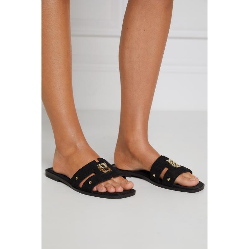 Holland Cooper Monogram Ladies Sliders - Black - William Powell