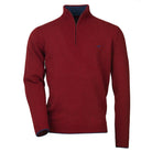 Laksen Brompton Zip Neck Lambswool Mens Jumper - Wine - William Powell