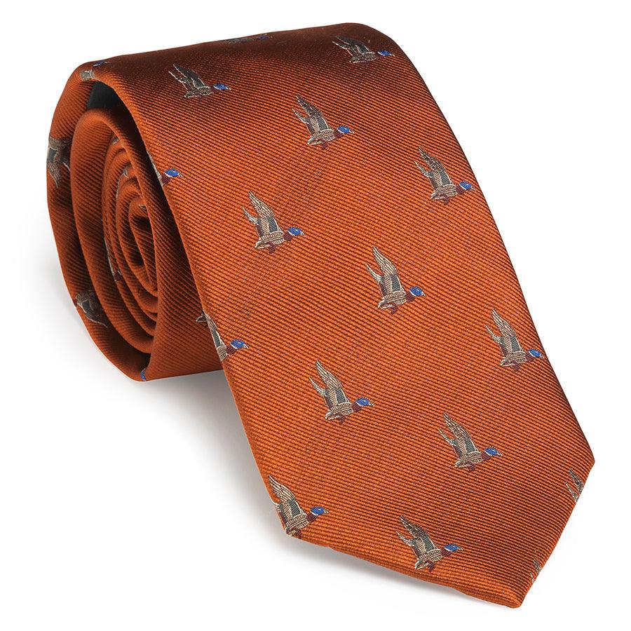 Laksen Duck in Flight Mens Tie - Blood Orange - William Powell