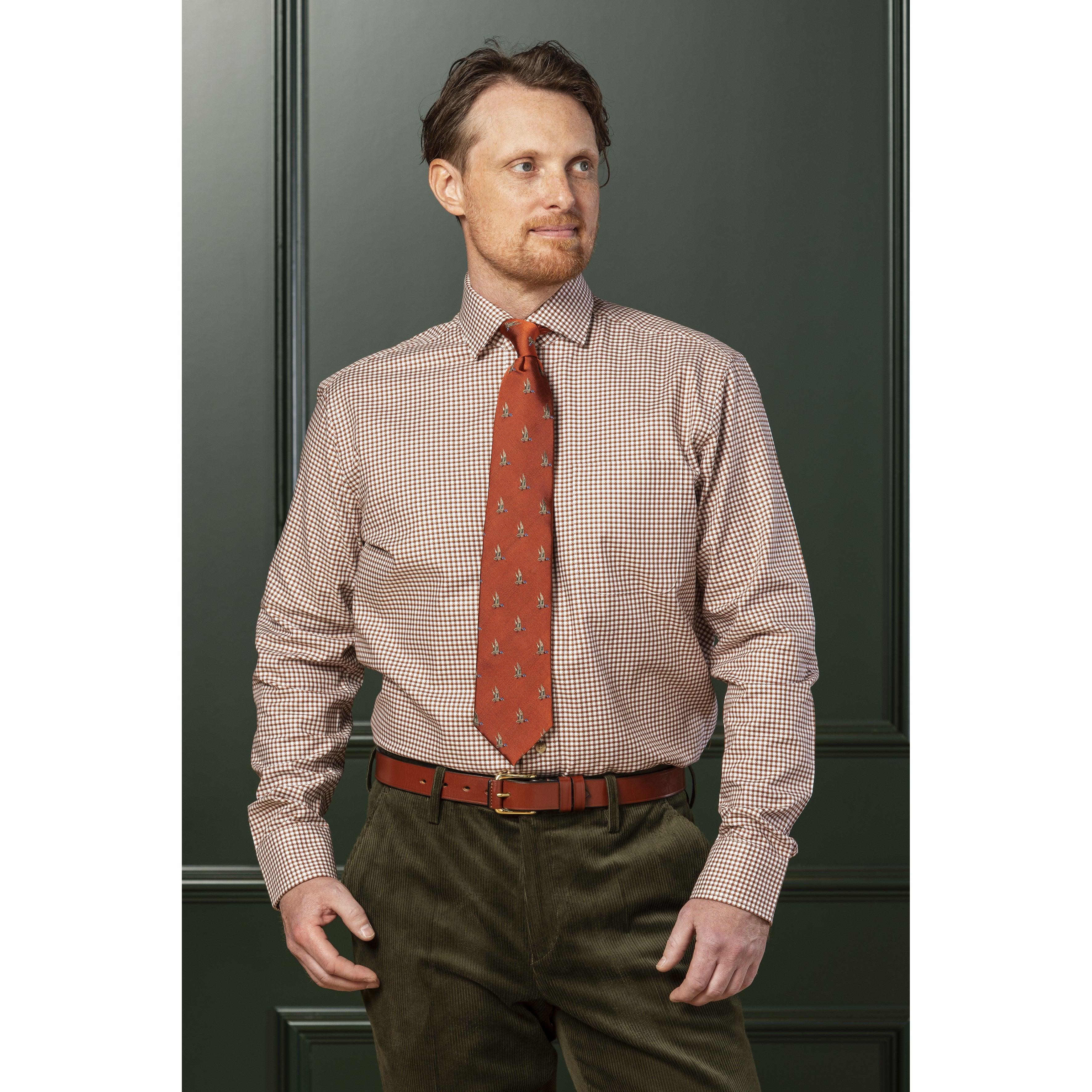 Laksen Duck in Flight Mens Tie - Blood Orange - William Powell