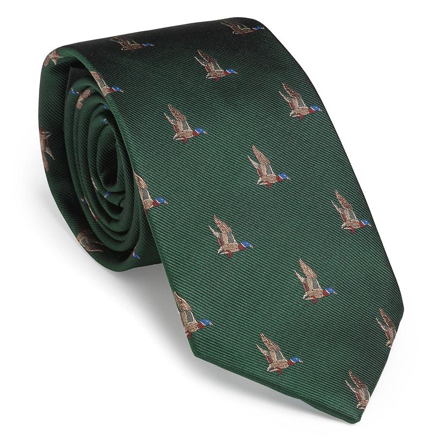 Laksen Duck in Flight Mens Tie - British Racing Green - William Powell
