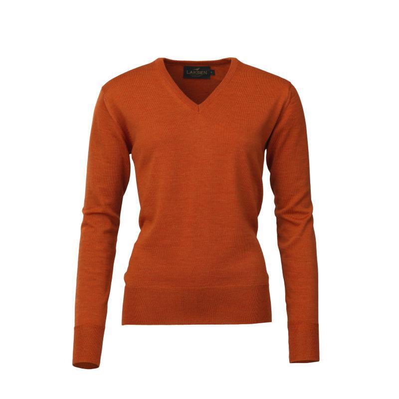 Laksen Essex V-Neck Merino Ladies Jumper - Mandarin - William Powell