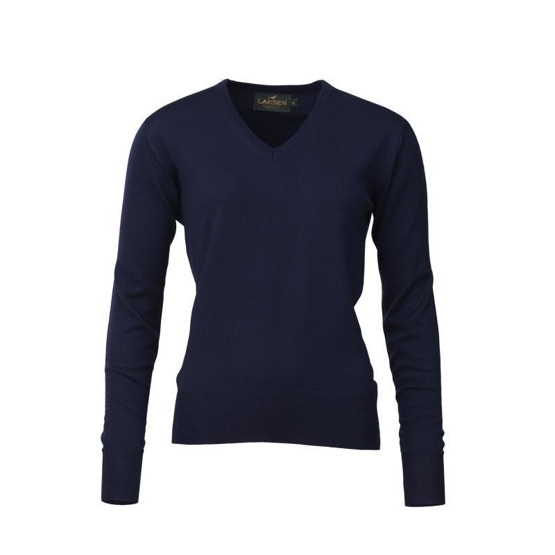 Laksen Essex V-Neck Merino Ladies Jumper - Navy - William Powell