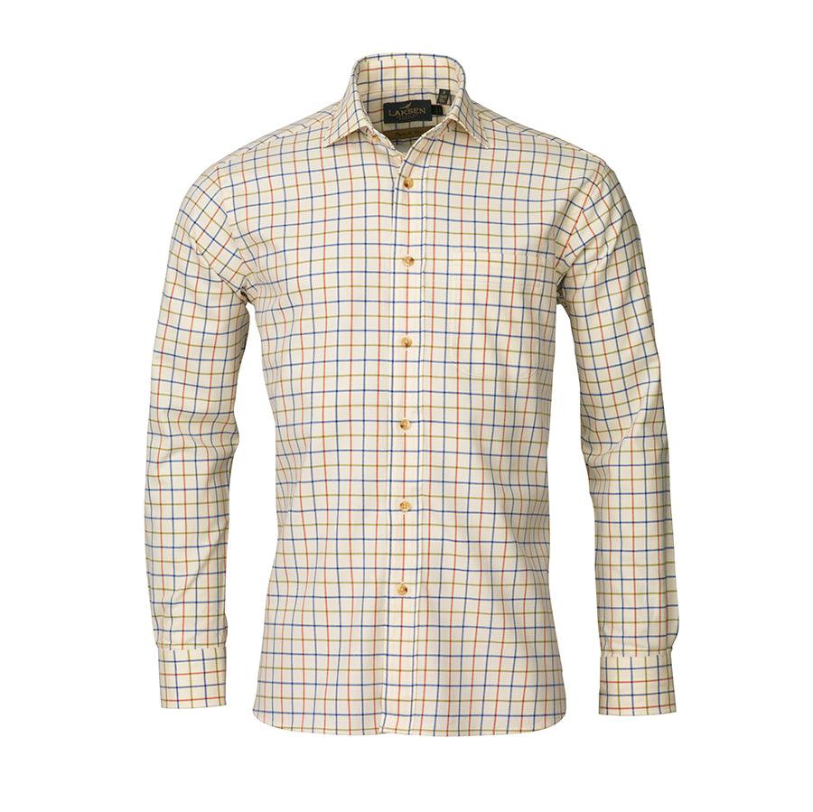 Laksen Woody Mens Tattersall Shirt - Denim/Orange/Khaki - William Powell