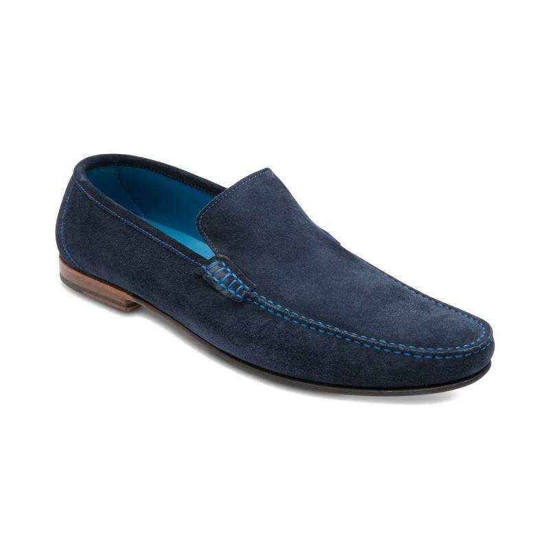 Loake Nicholson Mens Suede Moccasin - Navy Suede - William Powell