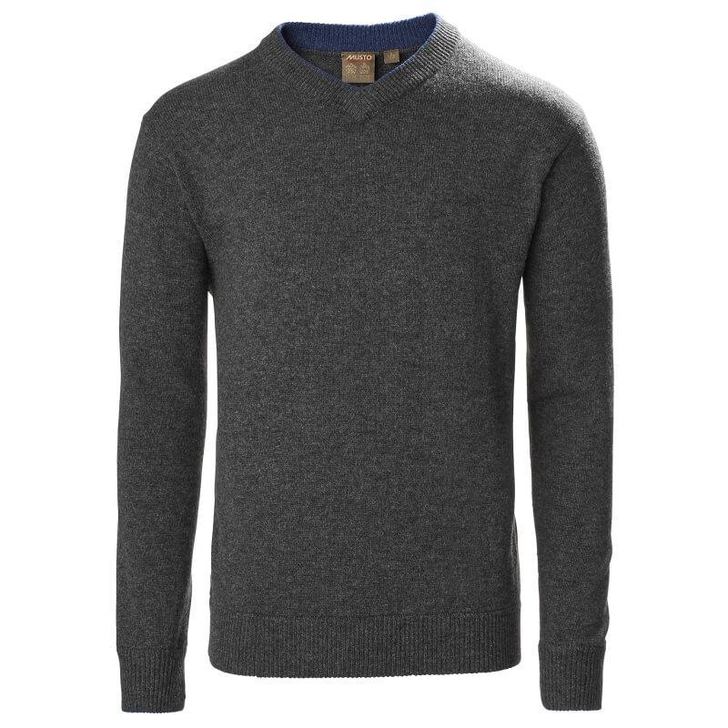 Musto Country V Neck Mens Jumper - Charcoal - William Powell