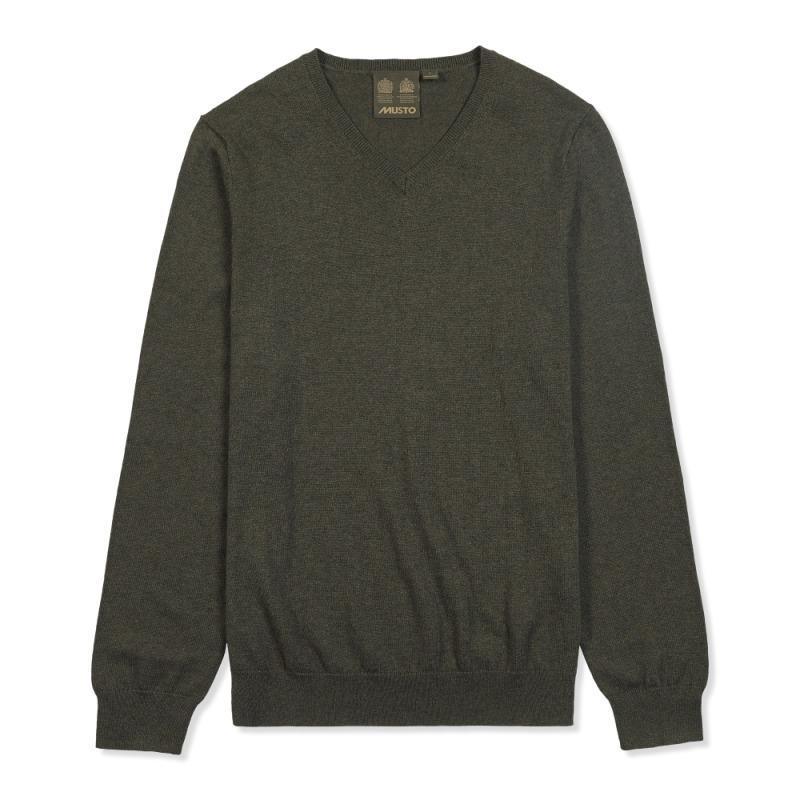Musto Winter Merino V-Neck Jumper - Rifle Green - William Powell