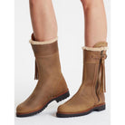 Penelope Chilvers Midcalf Tassel Ladies Shearling Lined Boot - Biscuit - William Powell