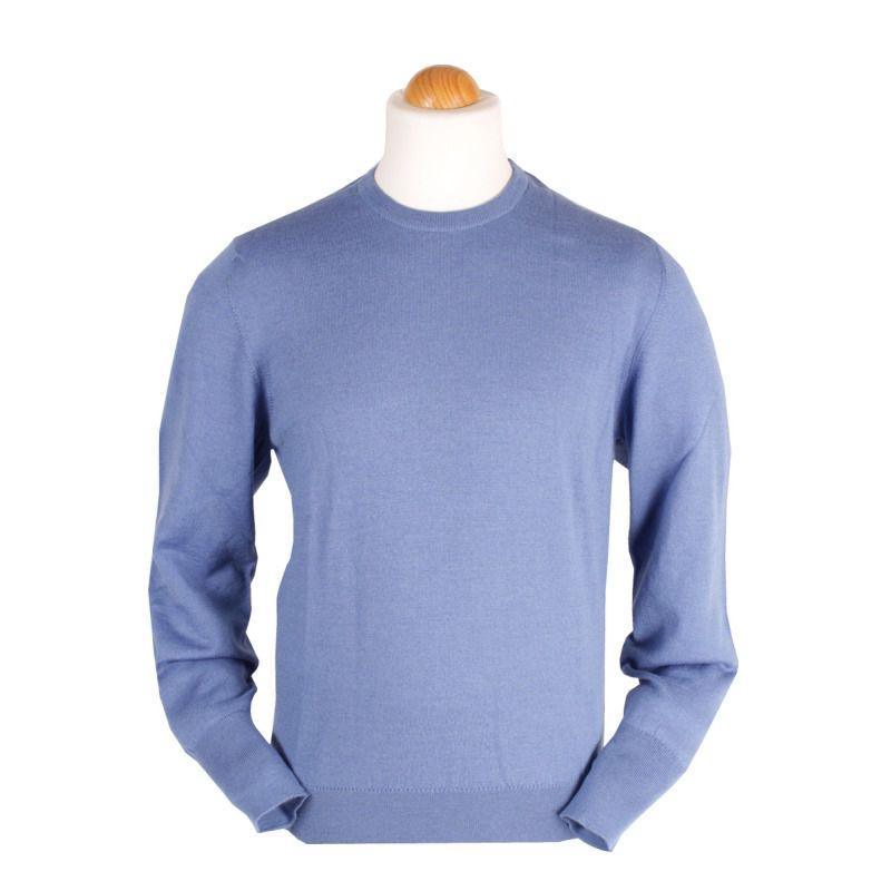 Peter Scott Ballater Crew Neck Merino Jumper - Lagoon - William Powell