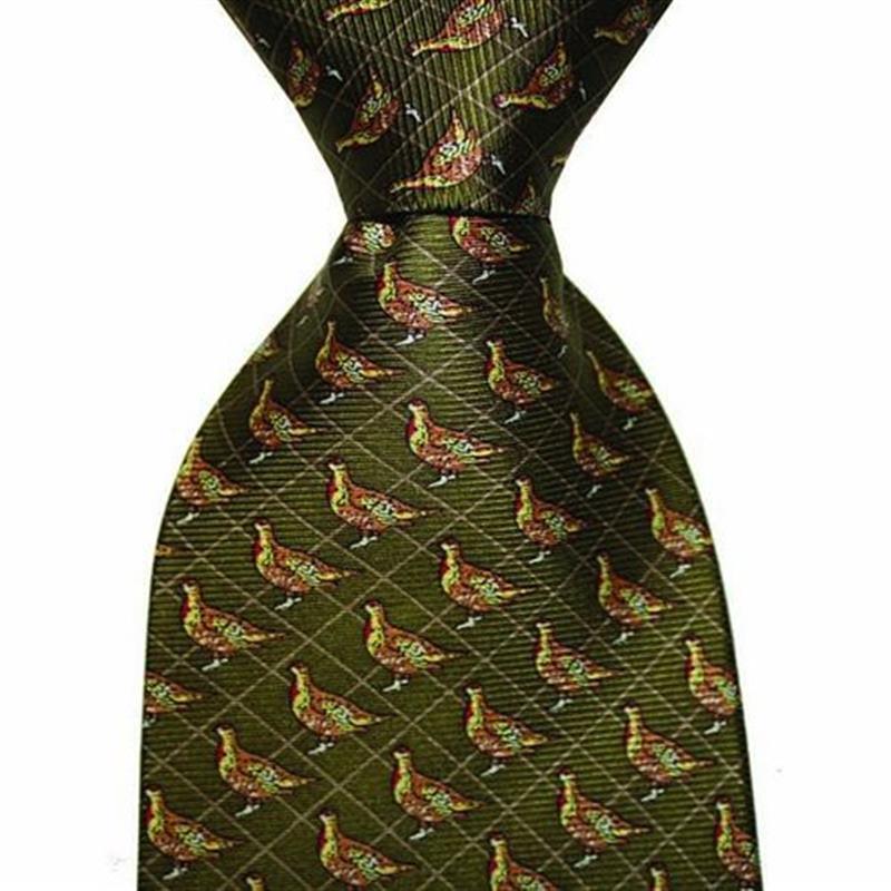 Pure Silk Grouse Tie - Green - William Powell