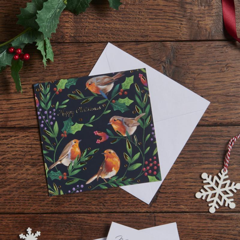 Robin Quartet Charity Christmas Card - 10 Pack - William Powell