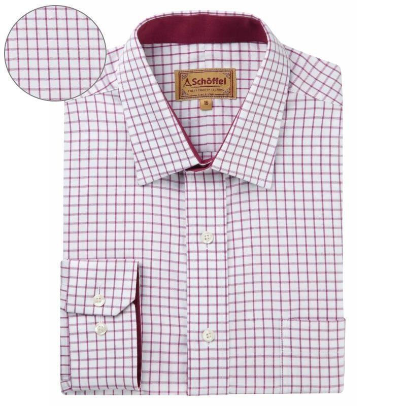 Schoffel Cambridge Cotton Check Shirt - Raspberry - William Powell