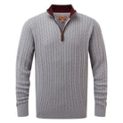 Schoffel Cotton Cashmere Cable 1/4 Zip Mens Jumper - Grey - William Powell