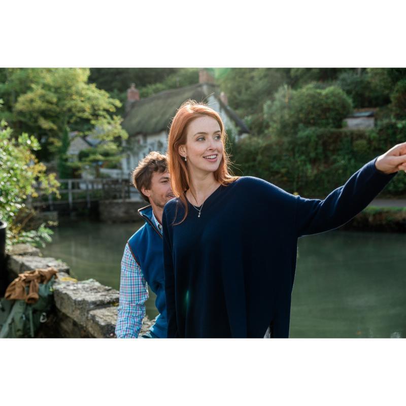 Schoffel Devon Merino Ladies Jumper - Navy - William Powell