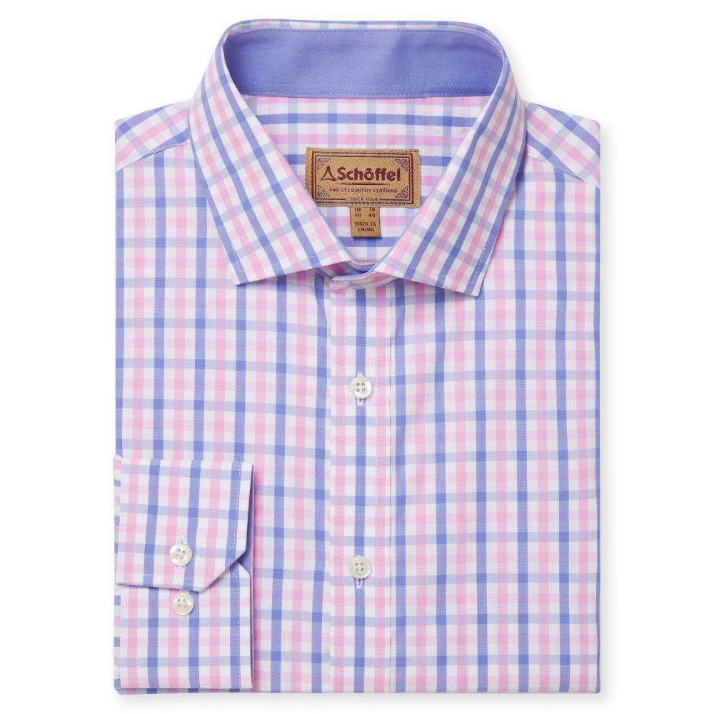 Schoffel Hebden Tailored Fit Mens Shirt - Blue/Pink Check - William Powell