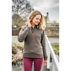 Schoffel Ladies Lambswool Aerobloc 1/4 Zip Neck Jumper - Mole - William Powell