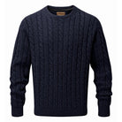Schoffel Lambswool Chunky Cable Crew Neck Mens Jumper - Navy - William Powell