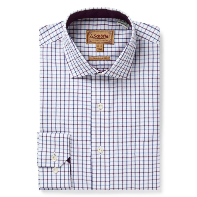 Schoffel Milton Tailored Fit Mens Shirt - Purple Check - William Powell