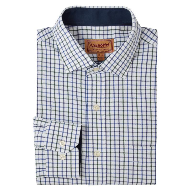 Schoffel Milton Tailored Fit Mens Shirt - Racing Green/ Navy Check - William Powell