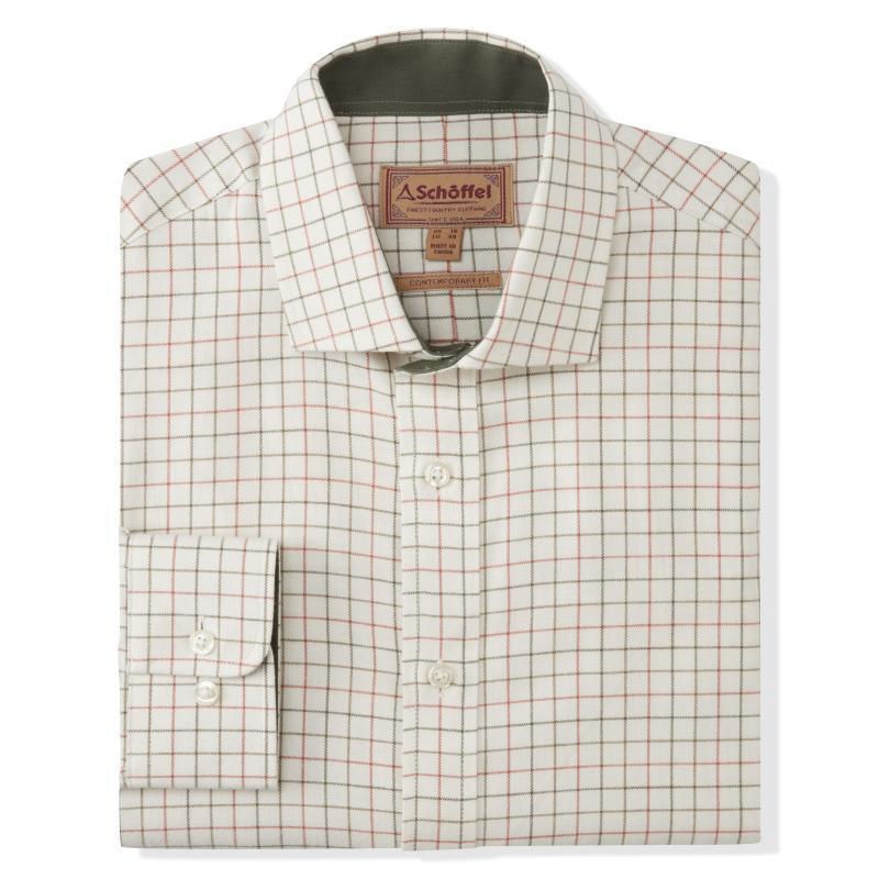 Schoffel Newton Tailored Sporting Fit Mens Shirt - Olive/Brick Check - William Powell