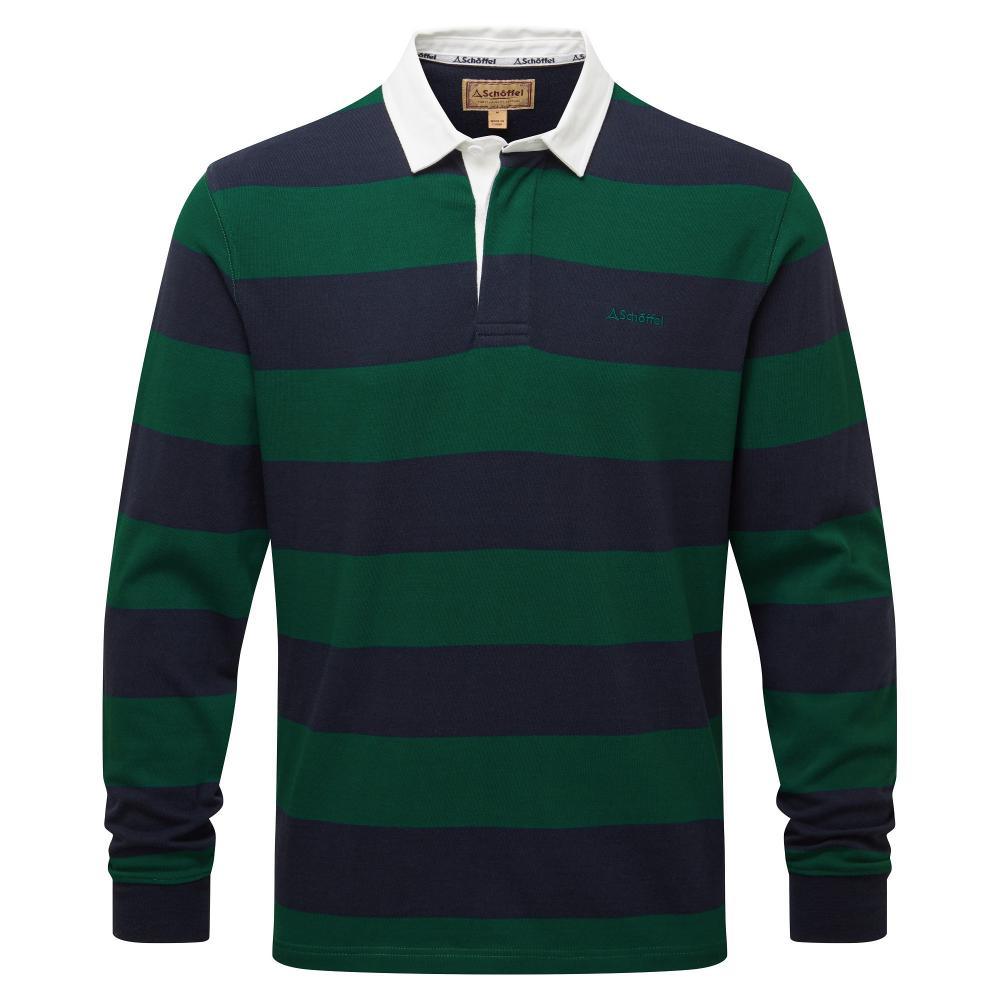 Schoffel St Mawes Mens Rugby Shirt - Navy/Green Stripe - William Powell