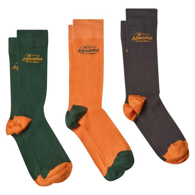 Schoffel Tay Bamboo Mens Socks - Fly Logo Sunset Orange