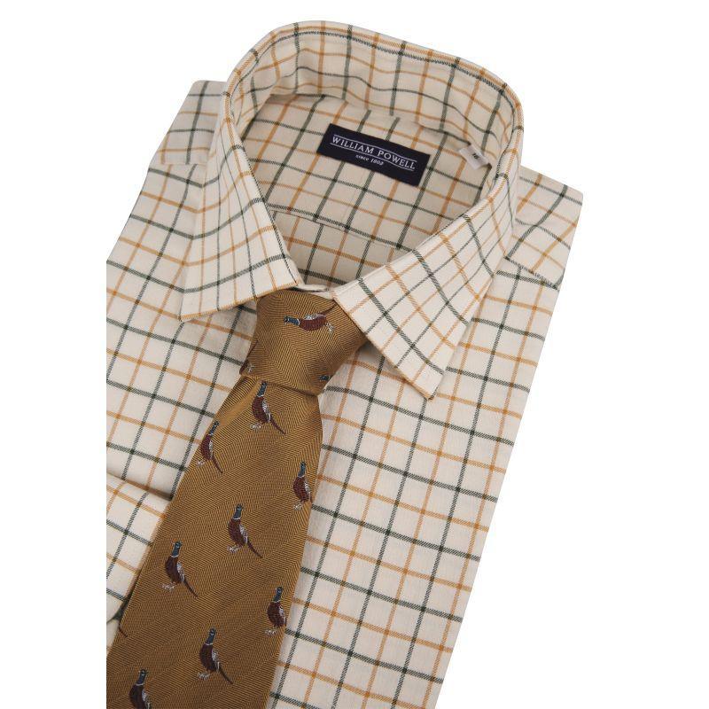 William Powell Cotton Tattersall Shooting Shirt - Green / Ochre - William Powell