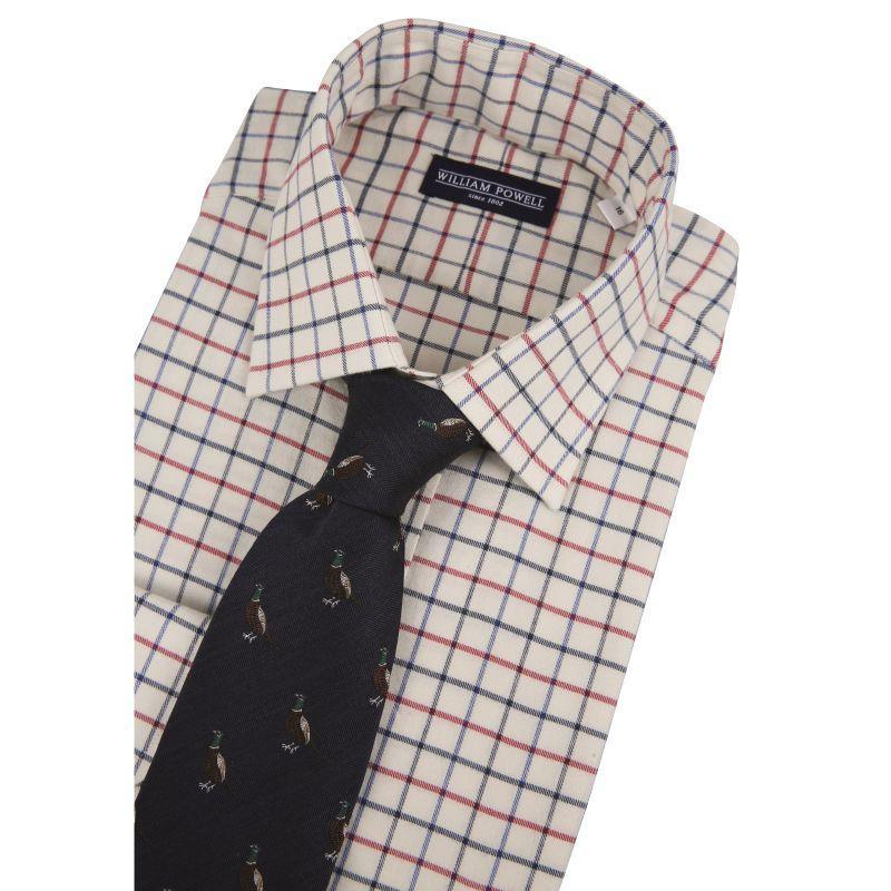 William Powell Cotton Tattersall Shooting Shirt - Navy / Burgundy - William Powell
