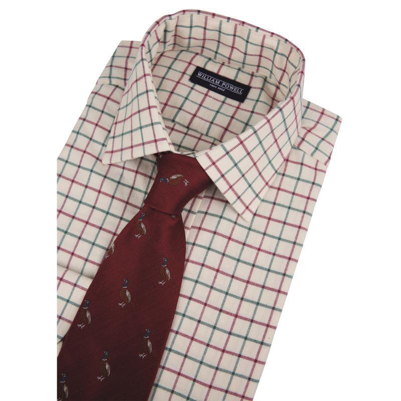 William Powell Country Check Regular Fit Mens Shirt - Red/ Green - William Powell