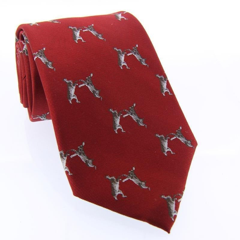 Woven Silk Tie Boxing Hares Red - William Powell