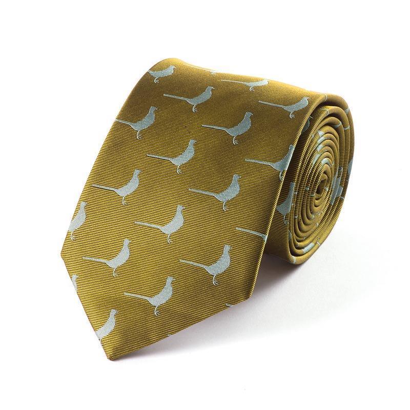 Woven Silk Tie - Gold Standing Pheasant - William Powell