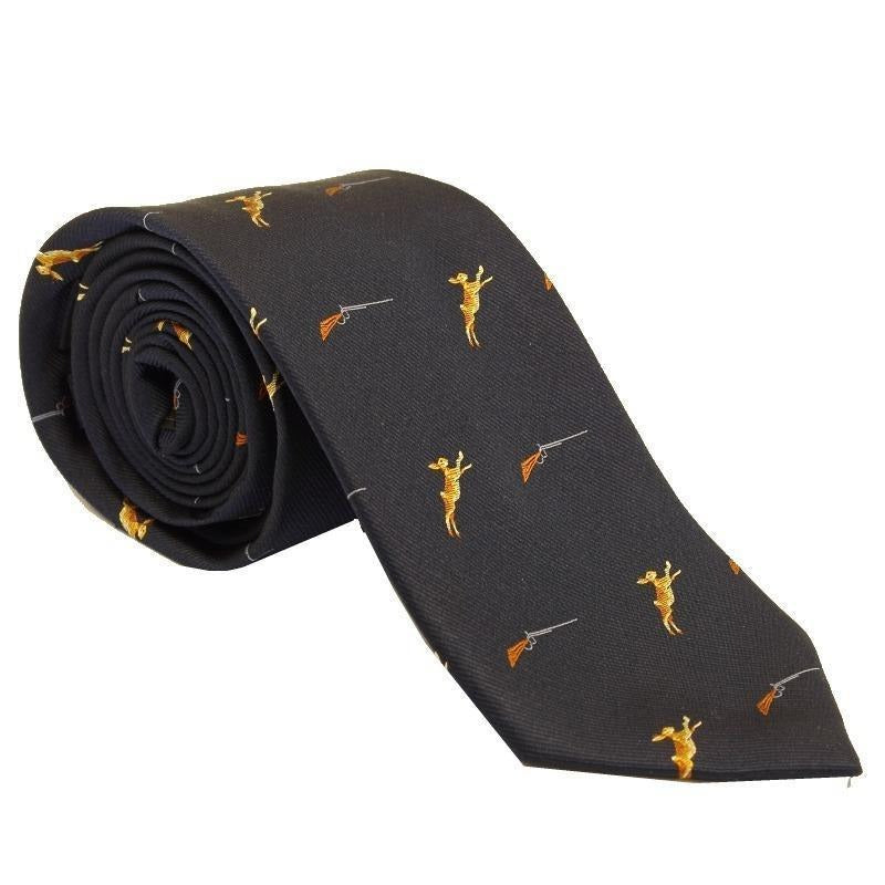 Woven Silk Tie - Hare & Gun Navy - William Powell