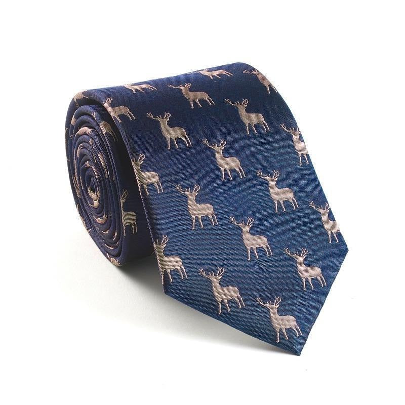 Woven Silk Tie - Navy Stag - William Powell