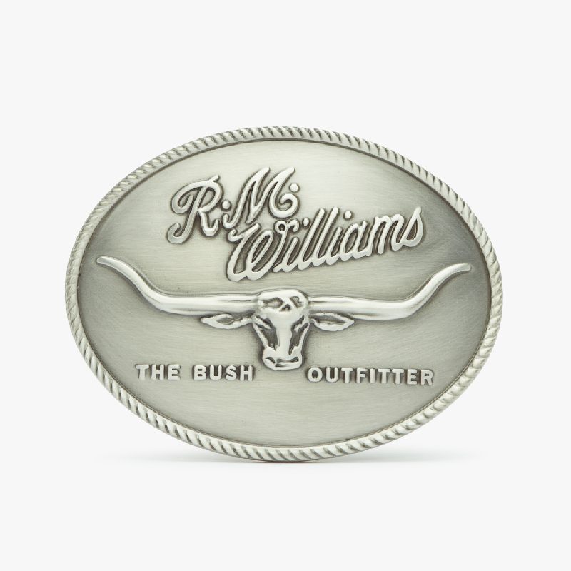 R.M.Williams Logo Mens Belt Buckle - Silver
