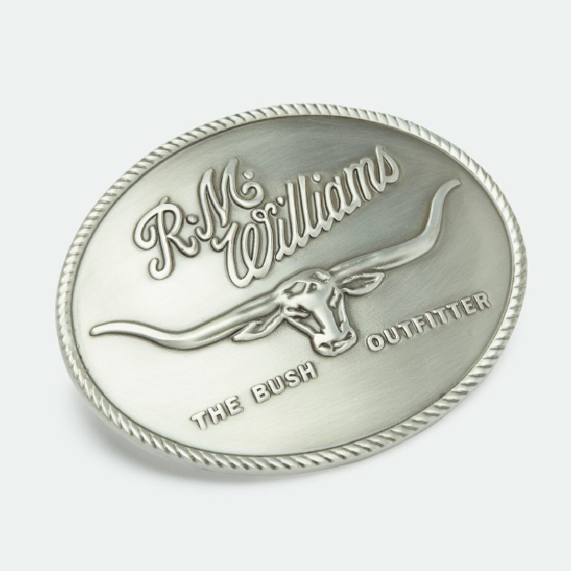 R.M.Williams Logo Mens Belt Buckle - Silver
