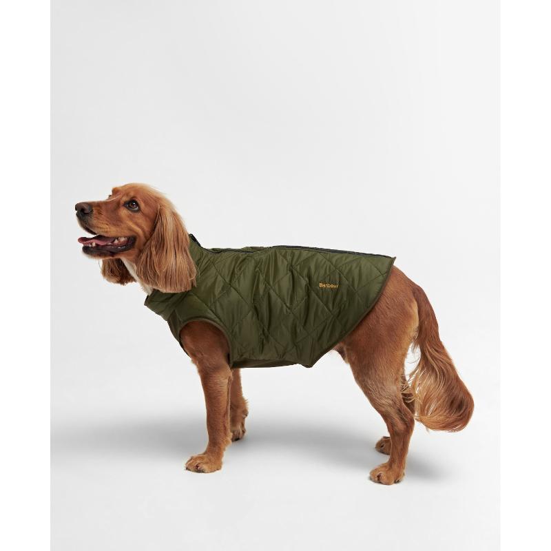 Barbour Reversible Quilt/Borg Fleece Dog Coat - Olive/Brown
