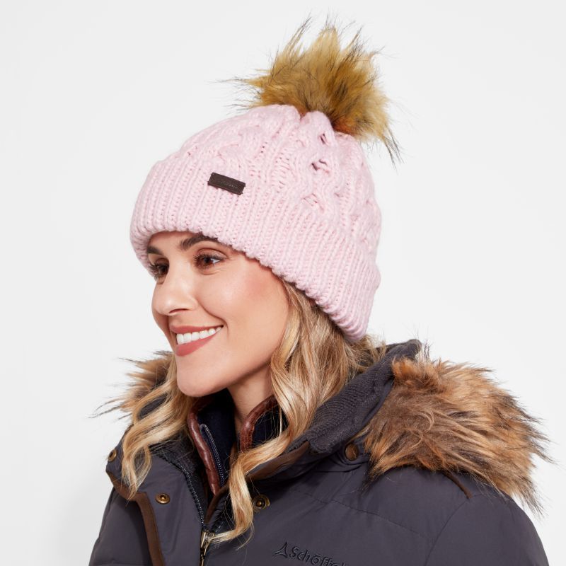 Schoffel Bakewell Ladies Bobble Hat - Pale Pink