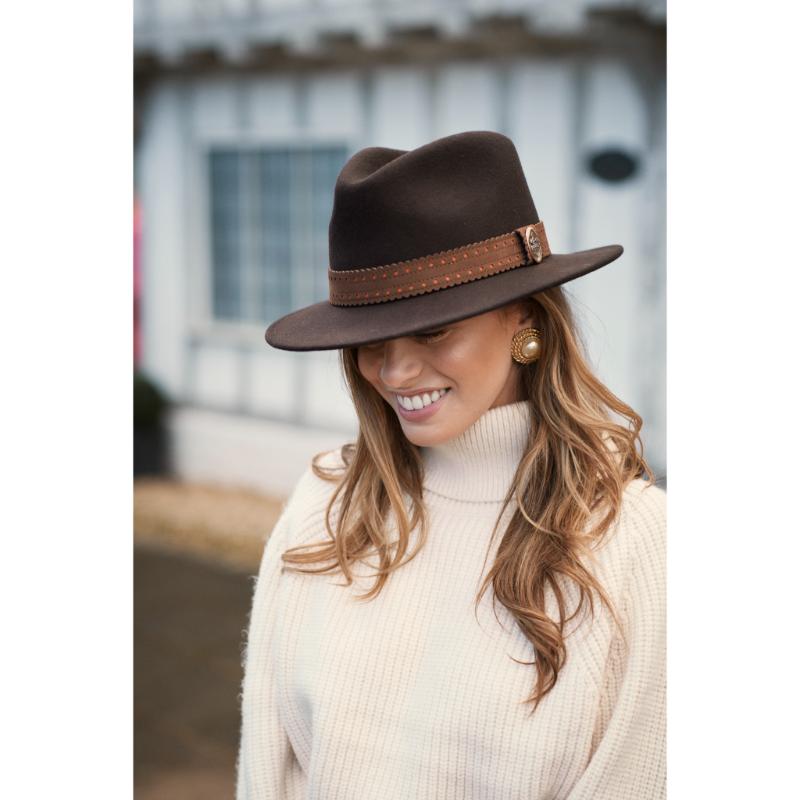 Hicks & Brown x Fairfax & Favor Waveney Ladies Fedora - Dark Brown