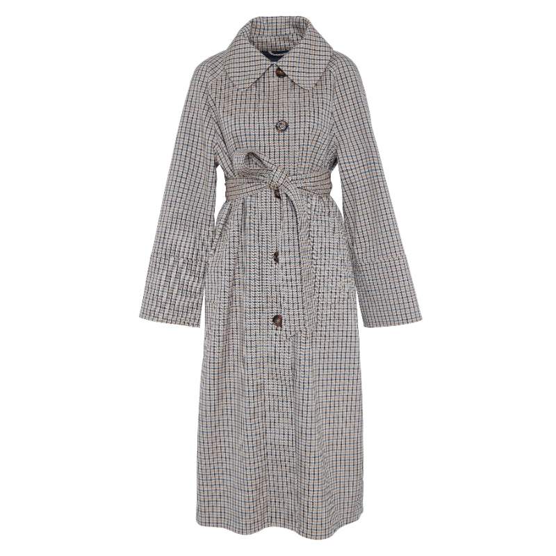 Barbour Beatrix Check Showerproof Ladies Trench Coat - Sky