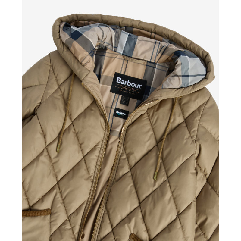 Barbour Erin Ladies Puffer Quilt - Military Brown/Sky Dress Tartan