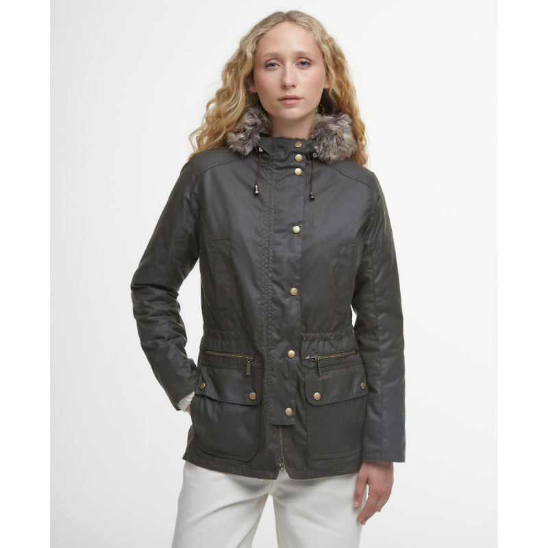 Barbour Ladies Kelsall Wax Parka Jacket Olive Classic