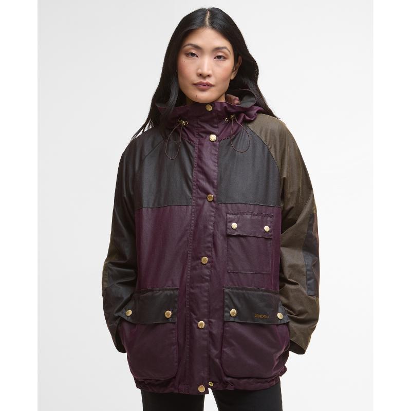 Barbour Keeley Ladies Wax Jacket - Merlot/Rustic/Beech/Muted