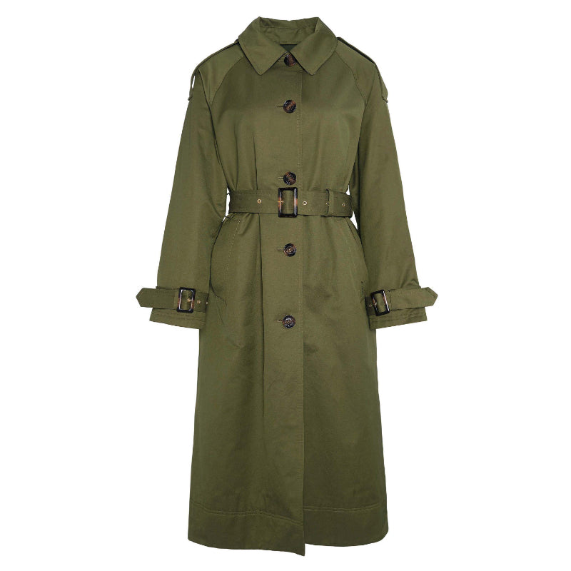 Barbour Marie Ladies Showerproof Trench - Dark Moss/Ancient Loden