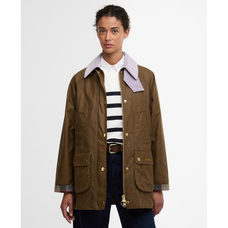 Barbour Modern Beadnell Ladies Wax Jacket - Sand/Dress/Heather
