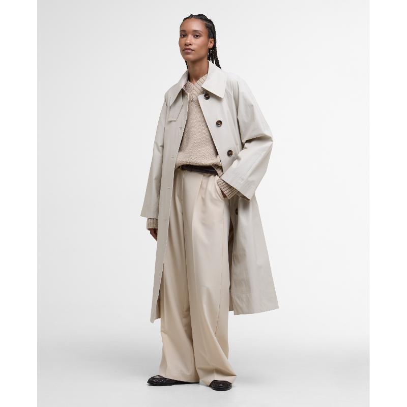 Barbour Robyn Ladies Showerproof Trench Coat - Mist/Hessian Tartan